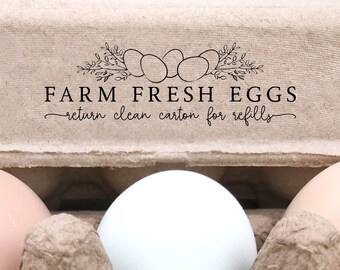 Egg Carton Rubber Stamp | 1x3 inch Farm Fresh Eggs Return Clean Carton | Sell Farmhouse Eggs | Label Farmer’s Market Product Packaging | F04