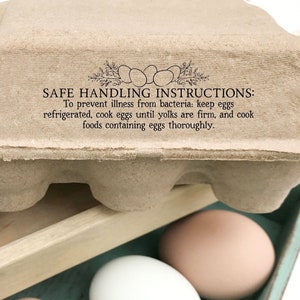 Egg Carton Stamp | 1x3 inch Safe Handling Instructions Federal Law | Farmhouse Fresh Eggs | Label Farmer’s Market Product Packaging | Z03