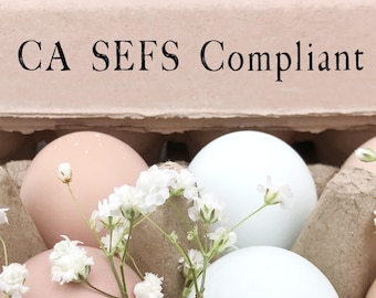 CA SEFS Compliant Egg Carton Stamp | California Law | Safe Handling Instructions | 0.5x3 inch | Label Farmers Market Cartons | Z08
