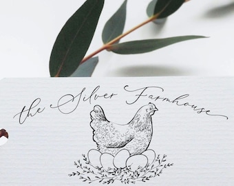 Farmhouse Address Stamp | 1.25x2.5 inch Custom Cottage New Country House | Floral Farm Design | Mail Parcel Package Return Post | A04