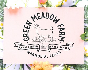 Goat Farm Custom Rubber Stamp | Raw Dairy Goat Milk Soap | Hand Drawn Nubian Design | Label Farmer’s Market Product | C06