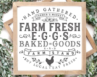 SVG File | Farmer's Market Farm Fresh Eggs | Farm Stand Sign | Chicken Coop Farmhouse Decor | Small Farm & Ranch Branding | EPS DXF pdf jpg