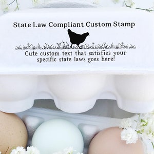 Custom State Law Egg Carton Stamp | 1x3 inch size | Legally Compliant Farm Eggs Packaging | Michigan Colorado Oregon California | Z12