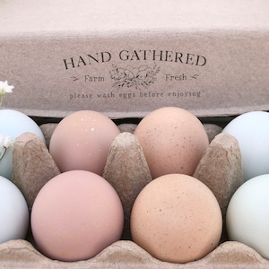 Egg Carton Rubber Stamp | Wash Hand Gathered Eggs Before Using | 1x3 inch Farmhouse Design | Label Farmer’s Market Product Packaging | W01