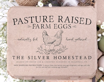 Vintage Square Egg Carton Rubber Stamp | 4x6 inch Sketched Nesting Hen | Hand Drawn Farmhouse Design | Jumbo Henlay Big Label | J07