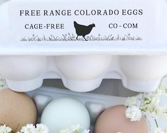 Colorado Cage Free Egg Carton Stamp | 0.75x3 inch fits all cartons | CO State Law Compliant | Cage-Free Eggs CO-COM Wording | Z13
