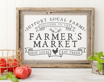 SVG File | Farmer’s Market Welcome Eat Fresh Shop Local Eggs | Farm Stand Sign | Farmhouse Decor | Small Farm Branding Signage | EPS DXF