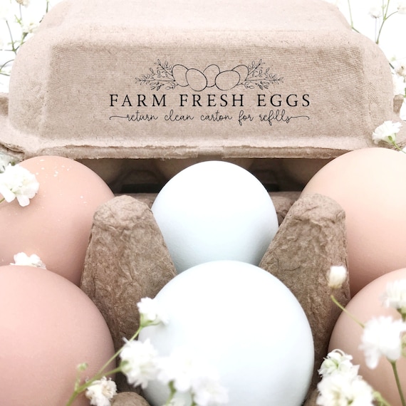 Egg Carton Rubber Stamp 1x3 Inch Farm Fresh Eggs Return 