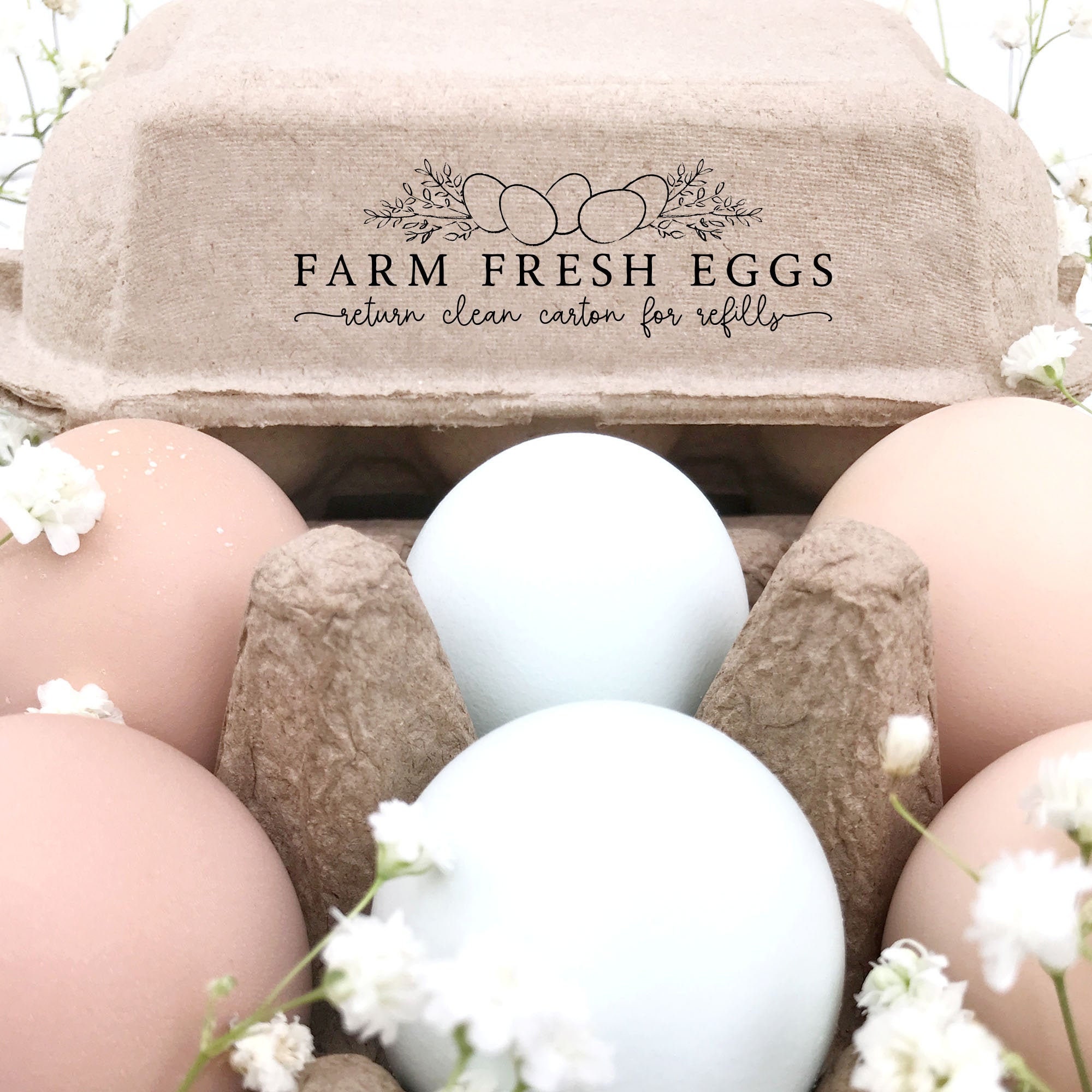 Egg Carton Rubber Stamp 1x3 Inch Farm Fresh Eggs Return 