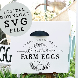 Fichier SVG | Conception de texte d'oeufs de ferme naturels rassemblés à la main | Farm Stand Crate Signing Décor de ferme | Marché fermier | EPS dxf pdf jpg bricolage