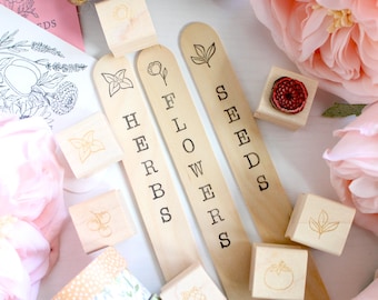 Garden Mini Stamps | Plant Label Maker | Gardening Layout Planner & Bullet Journal Stamp Set | Gardener Teacher Gift | Farm Stand Product