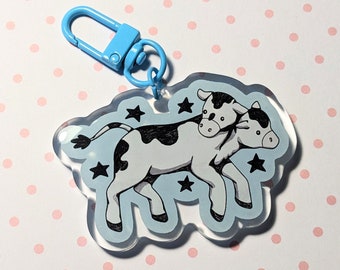 Two Headed Calf Keychain Acrylic Charm