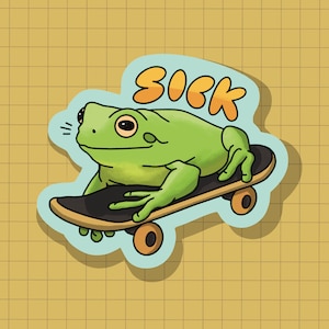 Malade ! autocollant OU aimant de grenouille de | Découpe | Vinyle imperméable