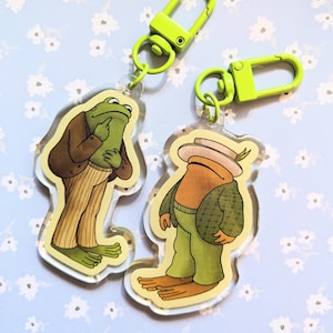 Frog and Toad Matching Keychains Acrylic Charms | Cute novelty gift silly goofy funny cottagecore books