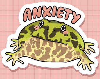 Anxiety Pacman Frog Sticker OR Magnet | Die Cut | Waterproof Vinyl