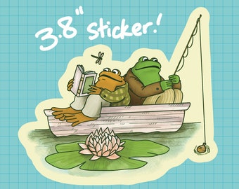 Frog and Toad Boat Sticker OR Magnet | Die Cut | Waterproof Vinyl