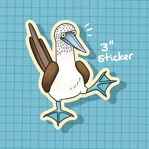 Blue Footed Booby Bird Sticker OR Magnet | Die Cut | Waterproof Vinyl