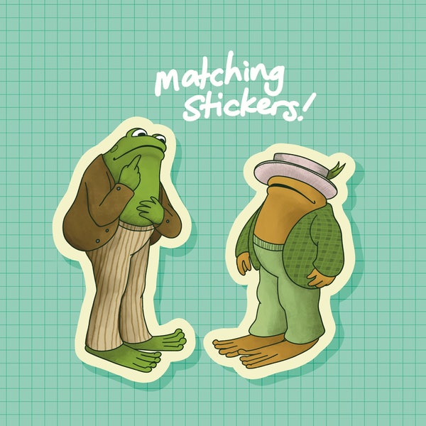 Frog and Toad Matching Sticker OR Magnet Set | Die Cut | Waterproof Vinyl