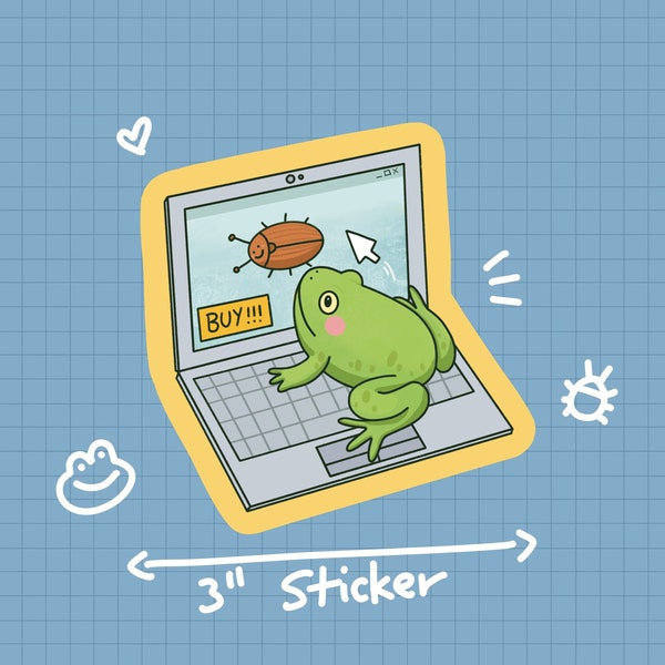 Online Shopping Frog Sticker OR Magnet | Die Cut | Waterproof Vinyl