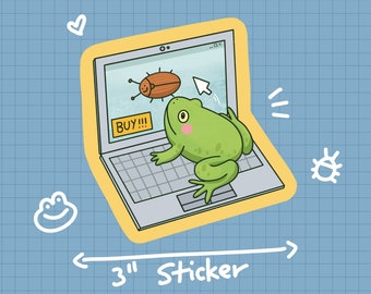 Online Shopping Frog Sticker OR Magnet | Die Cut | Waterproof Vinyl