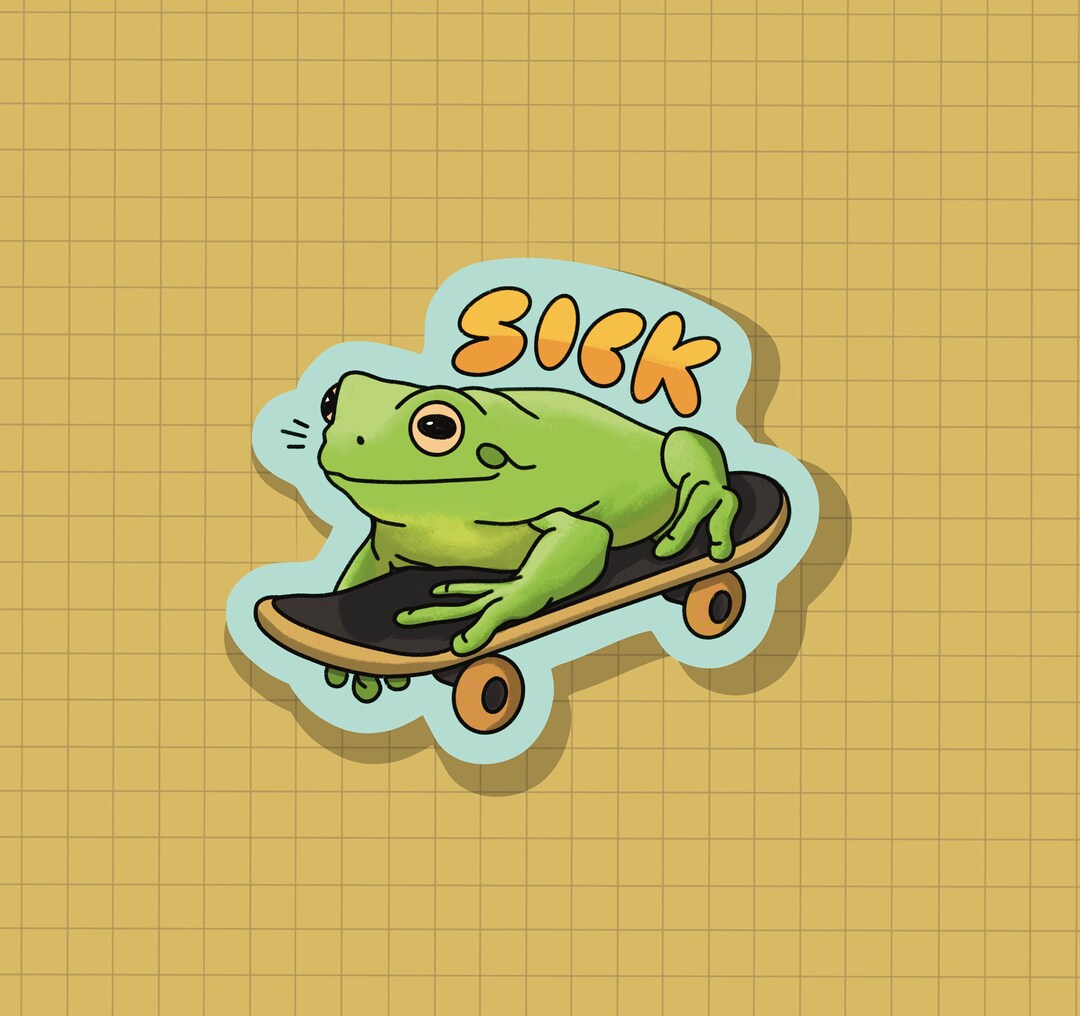 Sick! Skateboarding Frog Sticker OR Magnet | Die Cut | Waterproof Vinyl ...