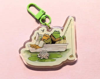 Frog and Toad Boat Keychain Acrylic Charm