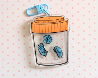 Pill Bug Bottle Shaker Keychain Acrylic Charm