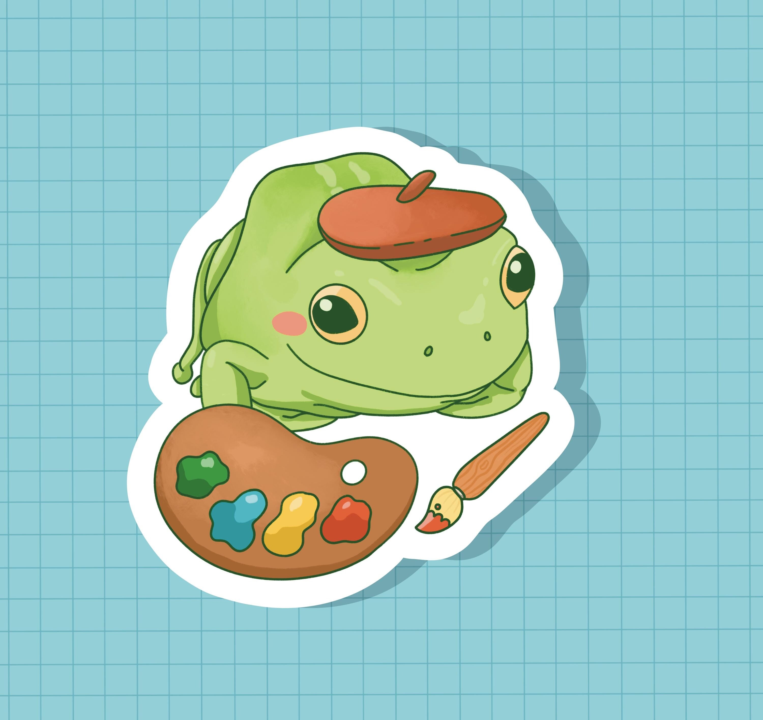 Painter Artist Frog Sticker OR Magnet | Die Cut | Waterproof Vinyl - Etsy