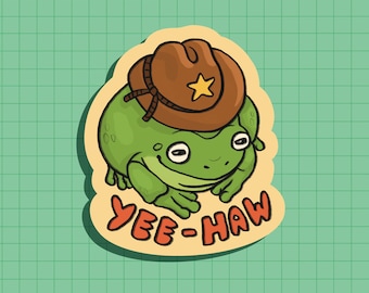Yee Haw Frog Sticker OR Magnet | Die Cut | Waterproof Vinyl