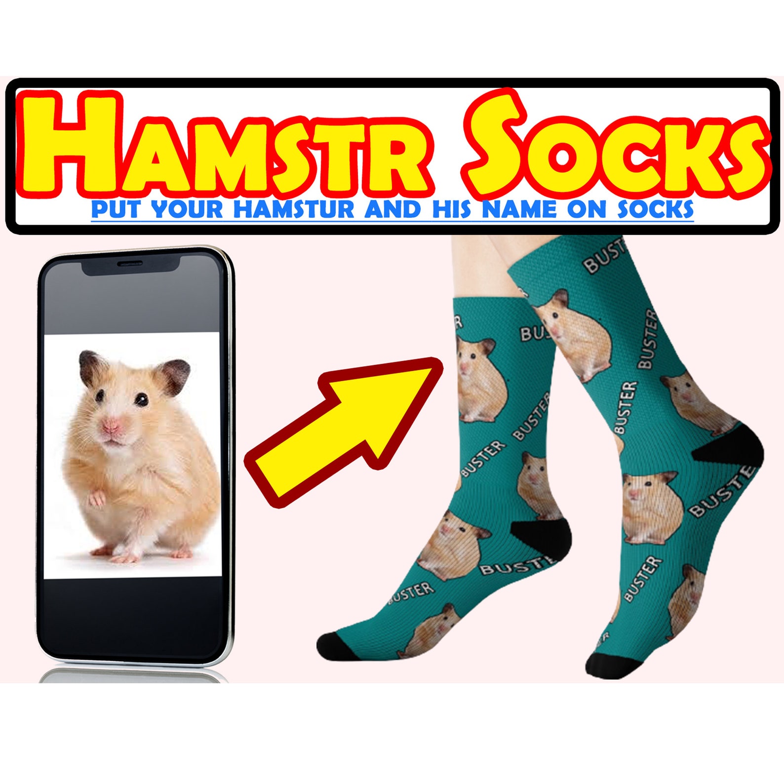 Custom Hamster Socks Hamster valentine's day giftHamster Etsy