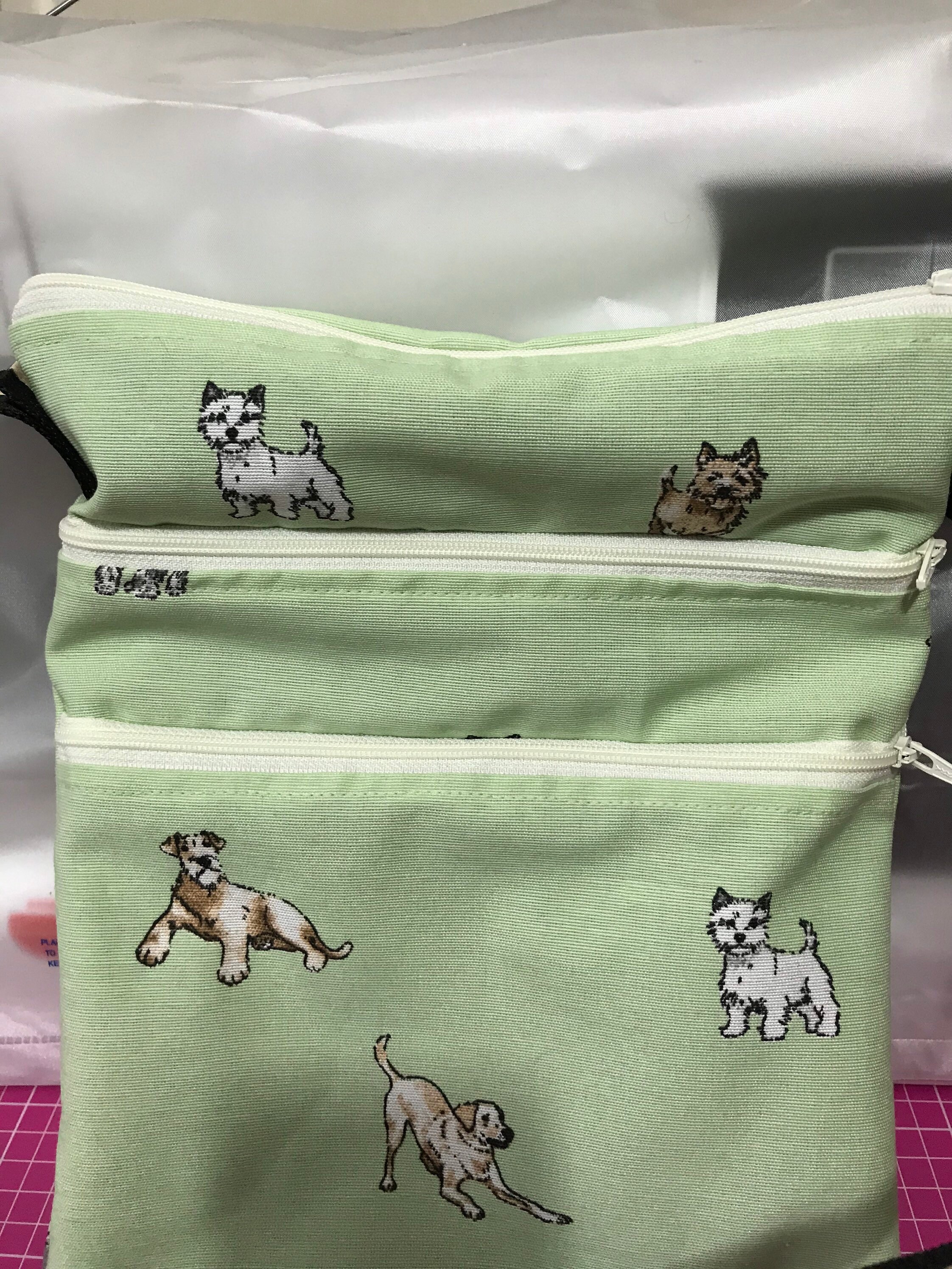 Handmade Dog Fabric Triple Zip Bag: 12” X 9” - Etsy