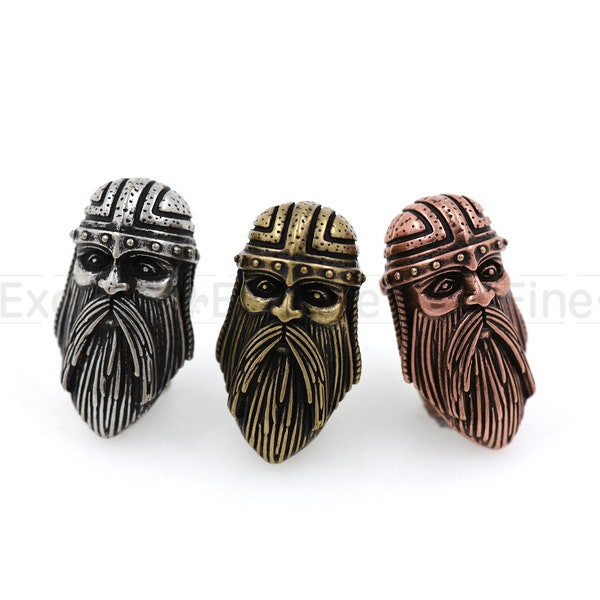 Antique Bronze Big Beard Viking Head Beads for Paracord EDC Survival Bracelet,Personality Jewelry 28x16mm