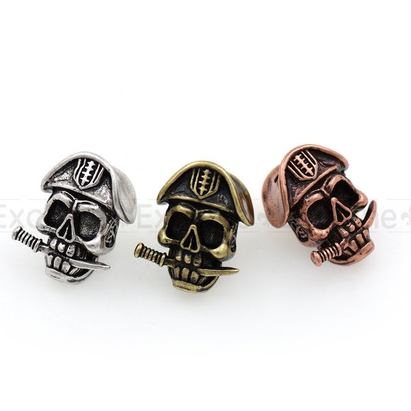 Vintage Style Pirate Skull Paracord Beads,KeyChain Lanyard Making Findings, DIY Jewelry 18x15mm
