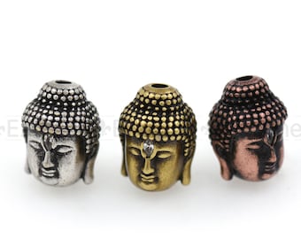 Antique Style Buddha Bead,CZ Micro Pave Buddhism Jewelry Bead,Vertical Hole Bracelet Beads,Religious Belief  13x10mm