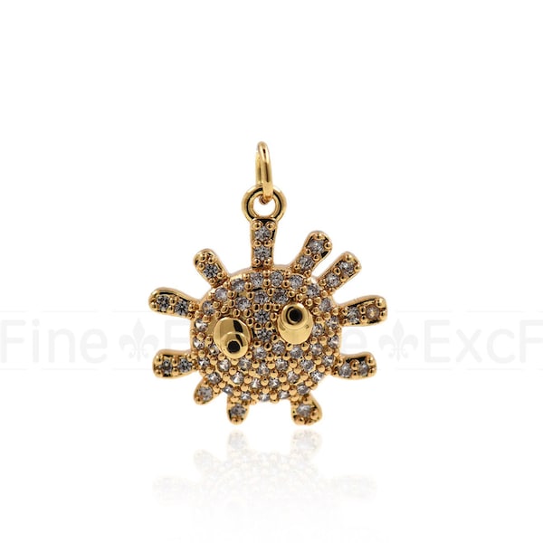 Virus Pendant-Coronavirus Necklace-Brass Gold plated Charm Jewelry