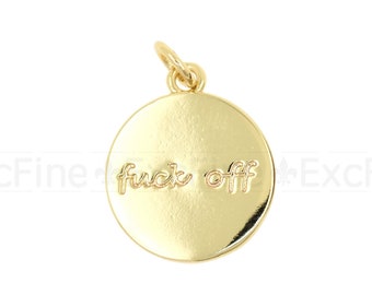 18K Filled Gold Round Necklace Pendant, Geometric Jewelry, DIY Minimalist Jewelry Design Supplies, 14.5mm