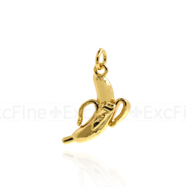 18K Brass Gold Plated Banana Pendant-Banana Charm-Fruit Pendant Necklace-DIY Jewelry Making