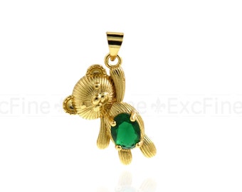 Mini charme d’ours plaqué or brillant, charme d’ours en or, pendentif petit ours, charme d’animal,