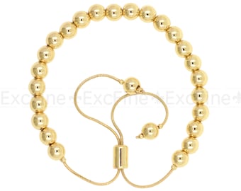 Simple Gold Stacking Bead Bracelet,Adjustable Ball Bracelet for Jewelry Making 13cm