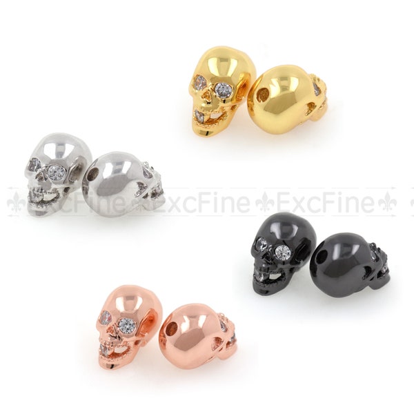 Skull Bead Diamond in Mouth,Clear Micro Pave Cubic Zirconia Skull Head Beads.13.5x8mm