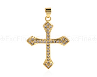 18K Gold Filled Cross Pendant, Religious Charm, Religious Jewelry, DIY Jewelry Making Accessories