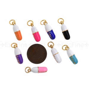 Multicolor Enamel Love Chill Pill Charm,18K Gold Filled Capsule Shape Pendant,DIY Personalized Jewelry Accessories 19x6mm