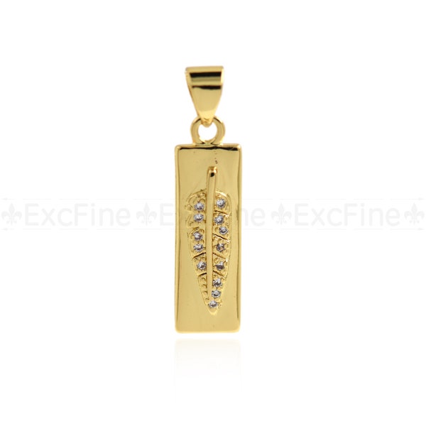 Rectangular Pendant, Rectangular Fallen Leaves Necklace,18K Gold-Plated Rectangular Pendant, DIY Jewelry Making Accessories