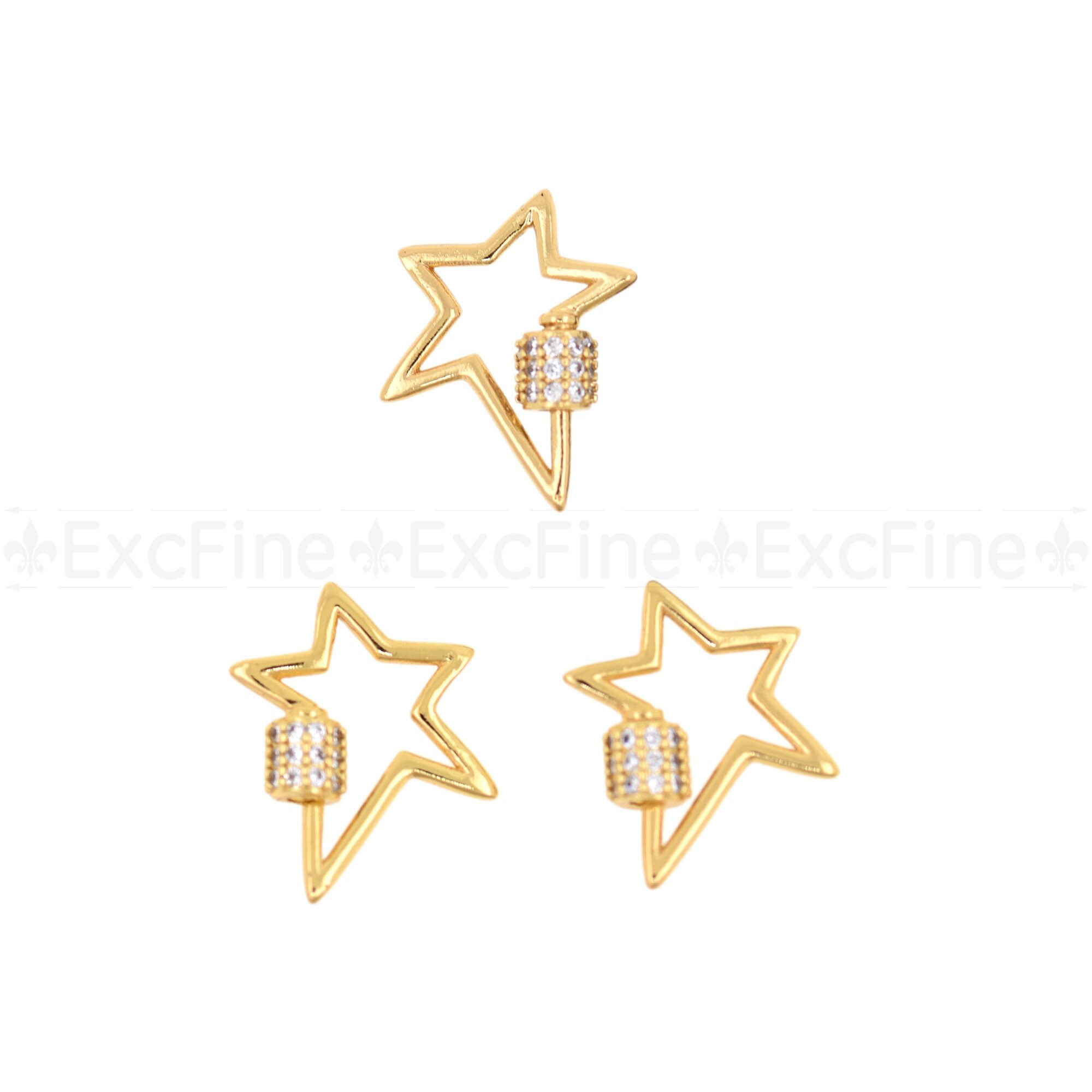 Star Carabiner Pendant - Jewelry Carabiner - 18K Carabiner Pendants 18K Gold - 4pcs/pk