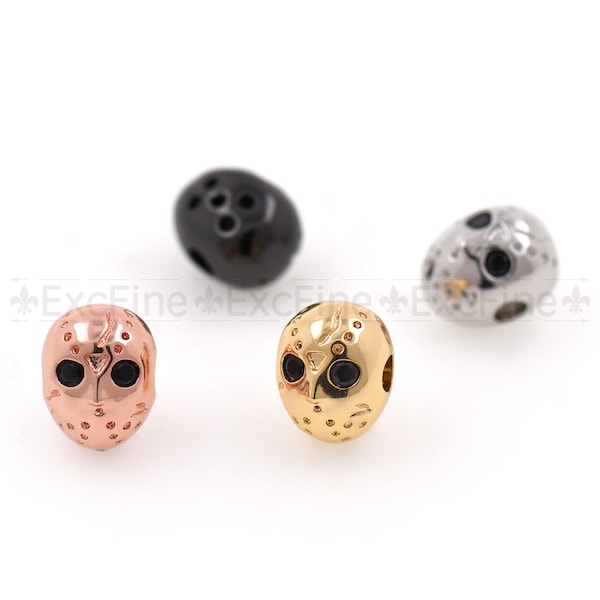 Horror Jason Mask Spacer Bead,Micro Pave CZ,Men Bracelet Charms,Horror Movies Charms.11x8mm