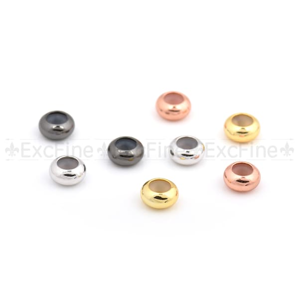 Perles de caoutchouc rondes en laiton, cordons coulissants réglables perles rondes, position fixe des bijoux 8x4mm