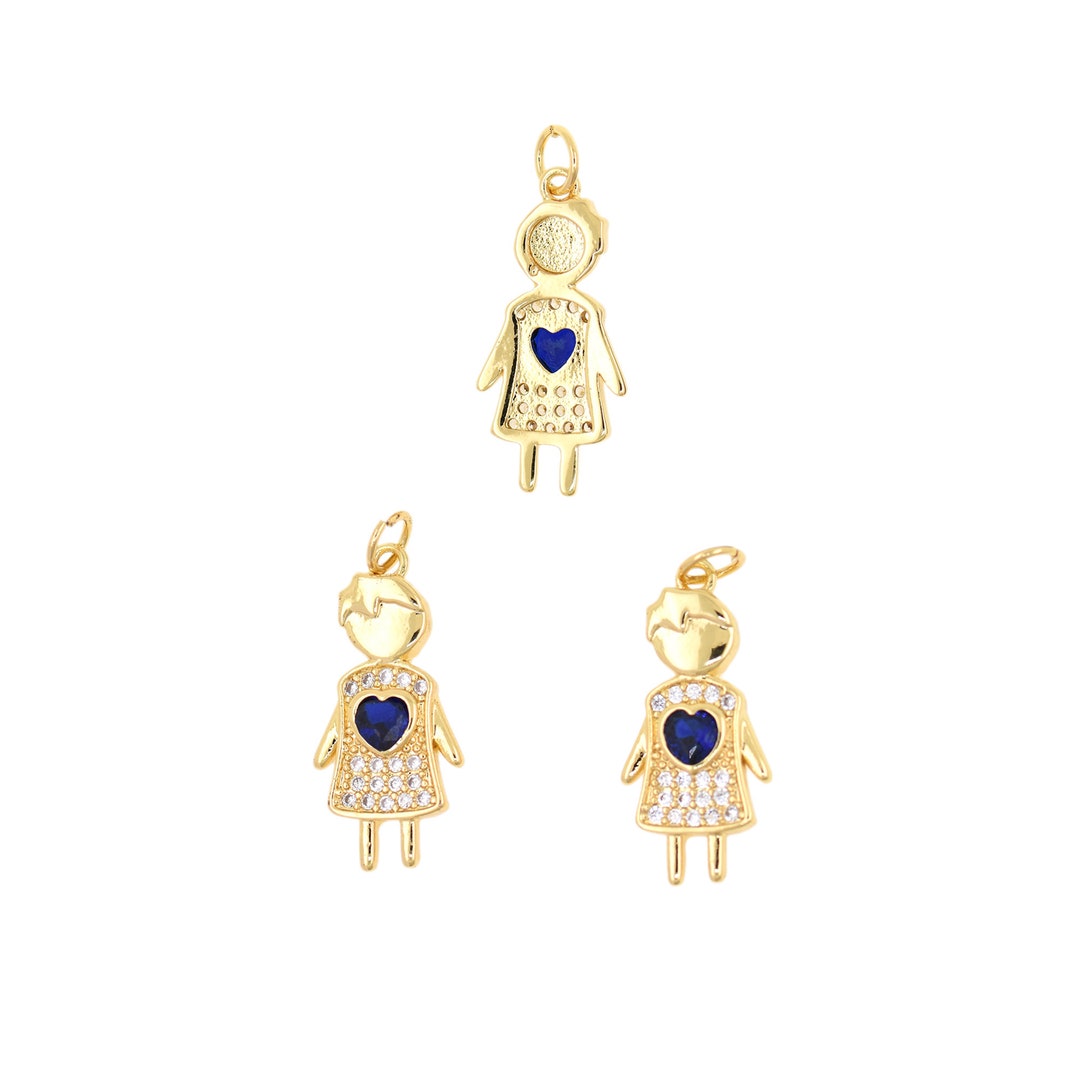 Cute Little Boy Pendant, Microencrusted Zircon Boy Necklace, Human Charm, Children's Charm