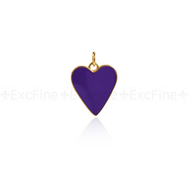 18K Gold Filled Enamel Heart Charm,Multi-color Heart Pendant,DIY Simple Jewelry Accessories 18x16mm Purple