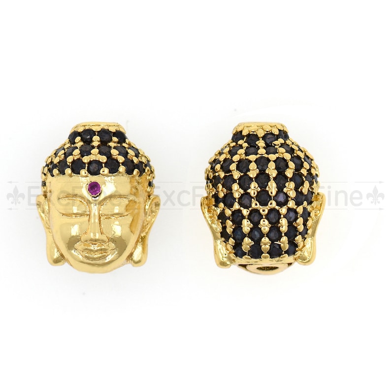 Black CZ Buddha Head Beads,Cubic Zirconia Charm,DIY Buddhism\u00a0 Jewelry Finding 12X14X6mm \u00a0