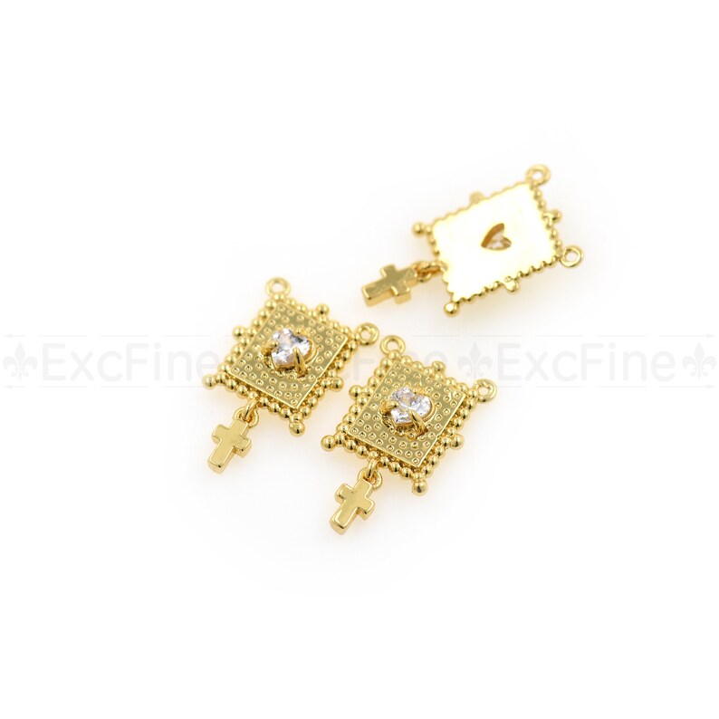 Jerusalem Cross Pendant,Gold Religious Jewelry Accessory,DIY BraceletNecklace Findings 11x18mm